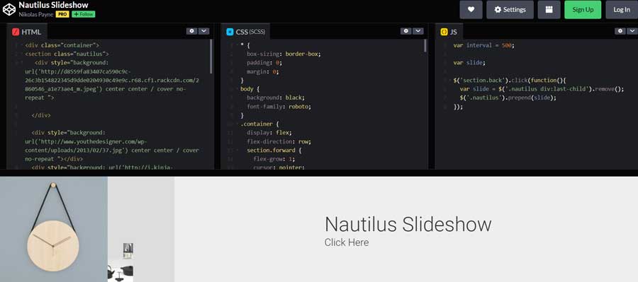 CSS, JavaScript, HTML для оформления слайд-шоу