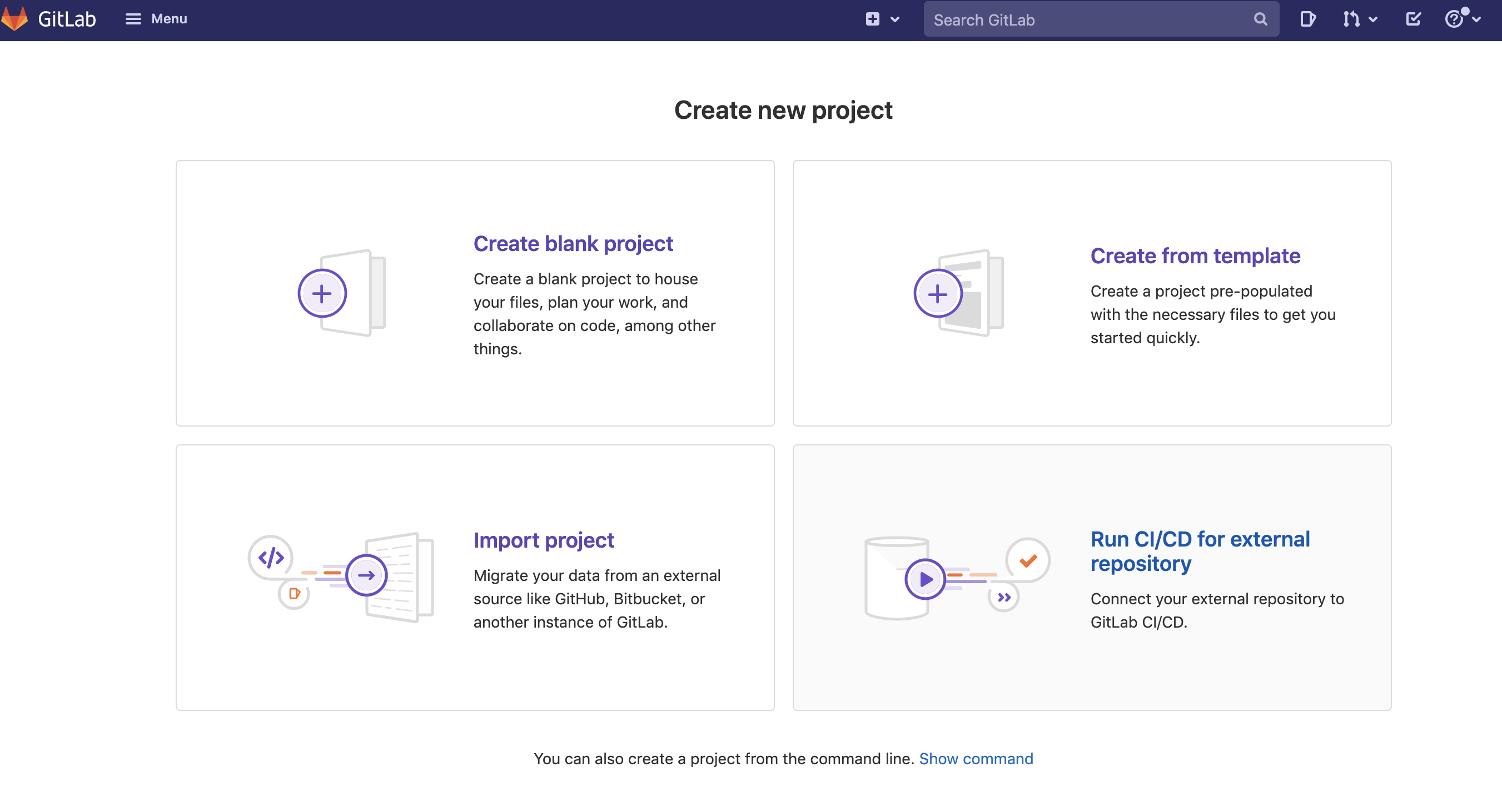 Create project page