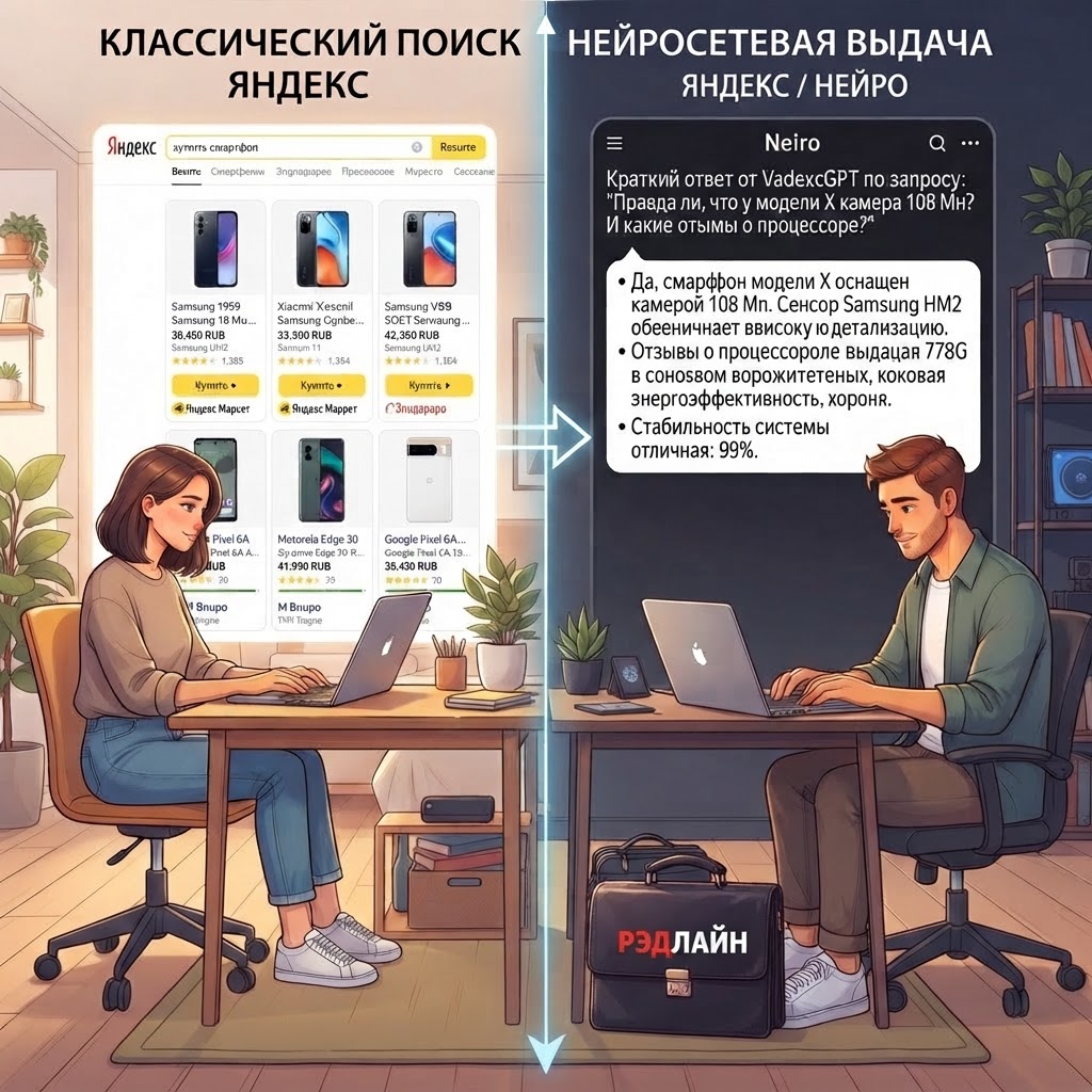 Россияне выбирают товары в классическом Поиске, но факты проверяют в нейровыдаче: что это значит для вашего бизнеса