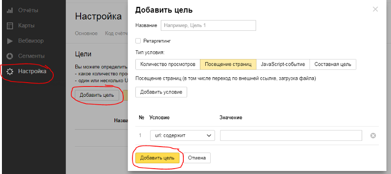 Цель в Яндекс.Метрике