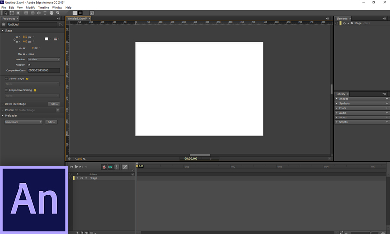Интерфейс Adobe Edge Animate