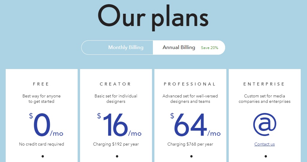 Тарифы конструктора для сайта Readymag Тарифы конструктора для сайта Readymag